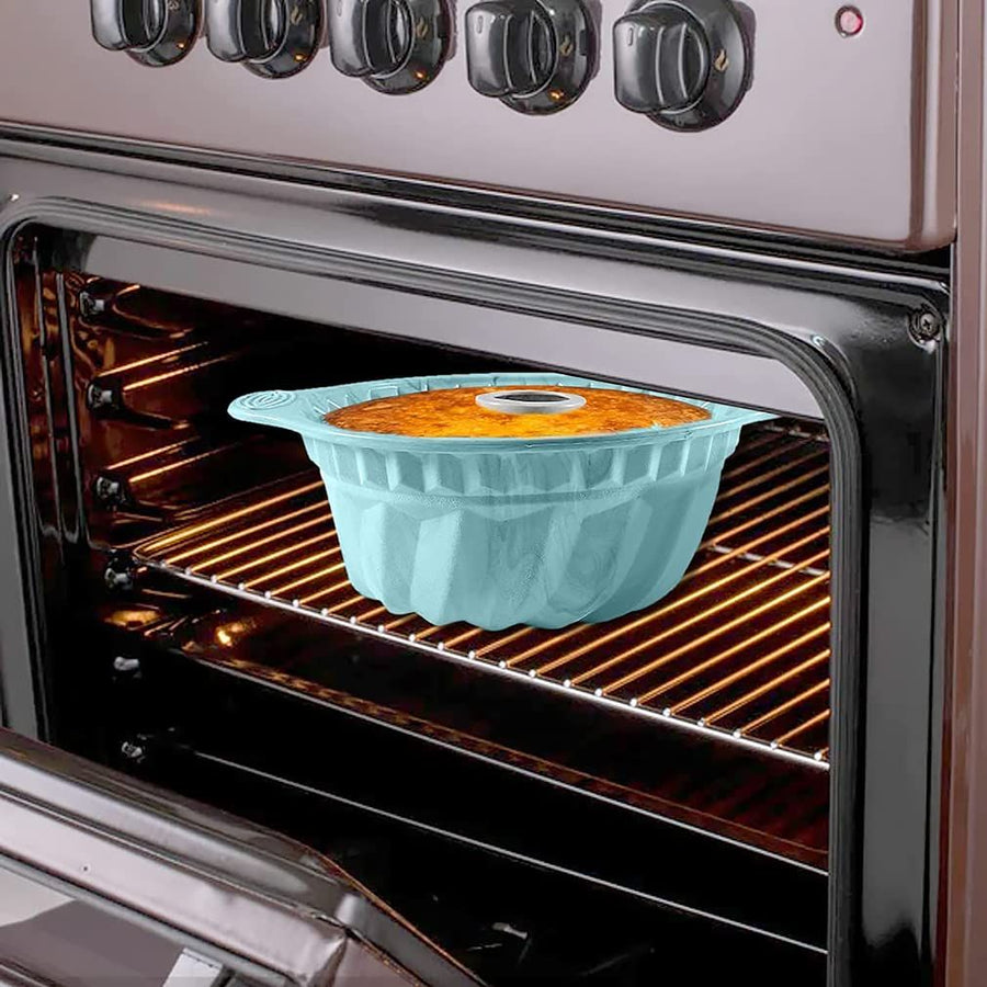 Silicone Fluted Pans, Non-stick with Sturdy Handle, Baking Molds, Perfect Bakeware for Cake, Jello, Gelatin, Bread(Blue)