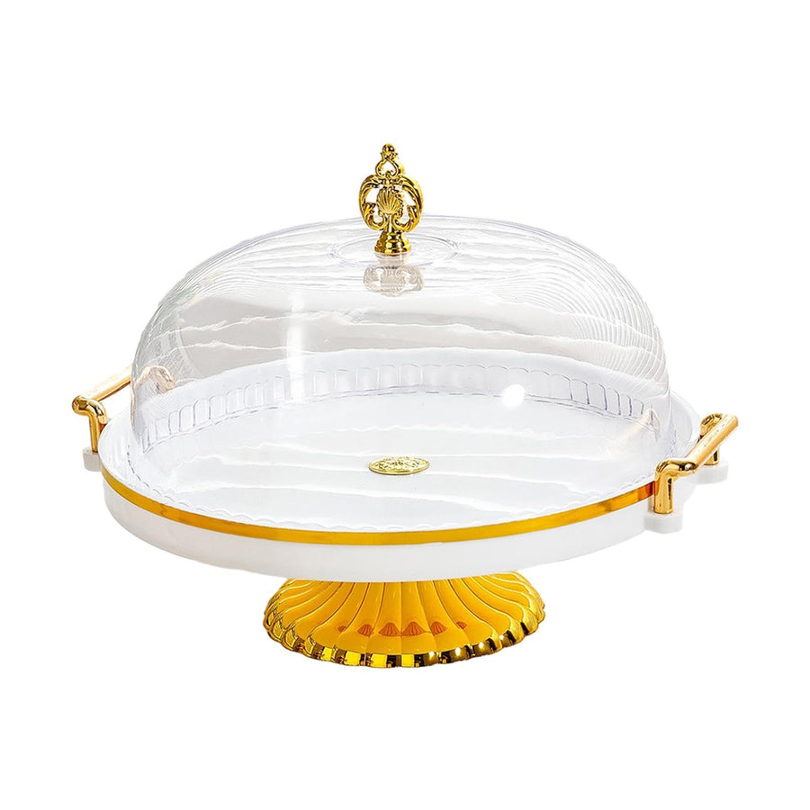 Cake Stand with Dome Cover, Curved Footed Covered Cake Stand Dessert Cake Plate, Dessert Snack Serving Platter