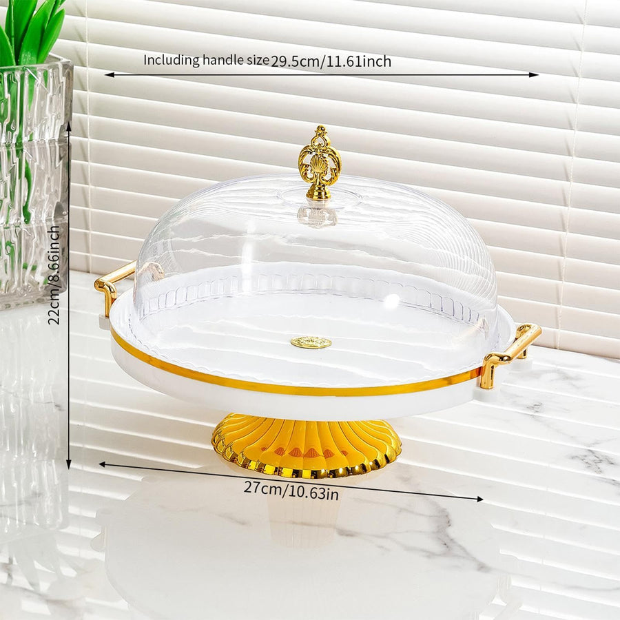 Cake Stand with Dome Cover, Curved Footed Covered Cake Stand Dessert Cake Plate, Dessert Snack Serving Platter