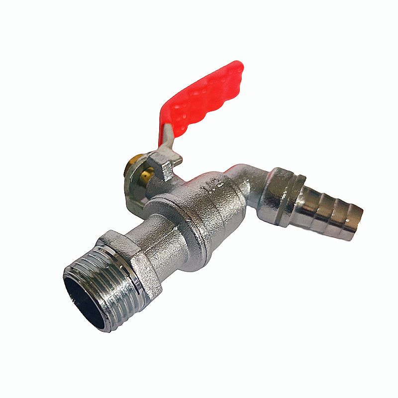 Brass Garden Faucet, Durable Corrosion Resistance Easy Turn Outdoor Water Tap with Long Lever Handle and Quick Connect Barb