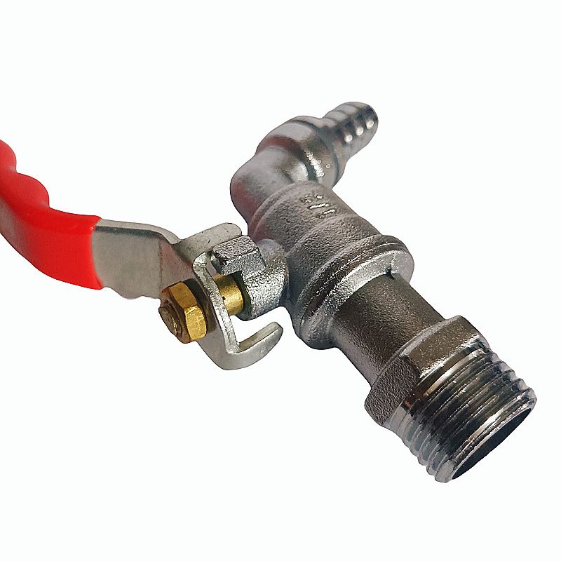 Brass Garden Faucet, Durable Corrosion Resistance Easy Turn Outdoor Water Tap with Long Lever Handle and Quick Connect Barb