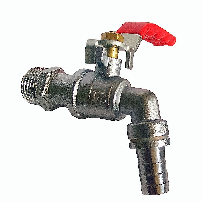 Brass Garden Faucet, Durable Corrosion Resistance Easy Turn Outdoor Water Tap with Long Lever Handle and Quick Connect Barb