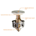 Universal Wash Basin Bounce Drain Filter No Overflow Pop Up Bathroom Sink Drain Plug with Basket Latest Technology