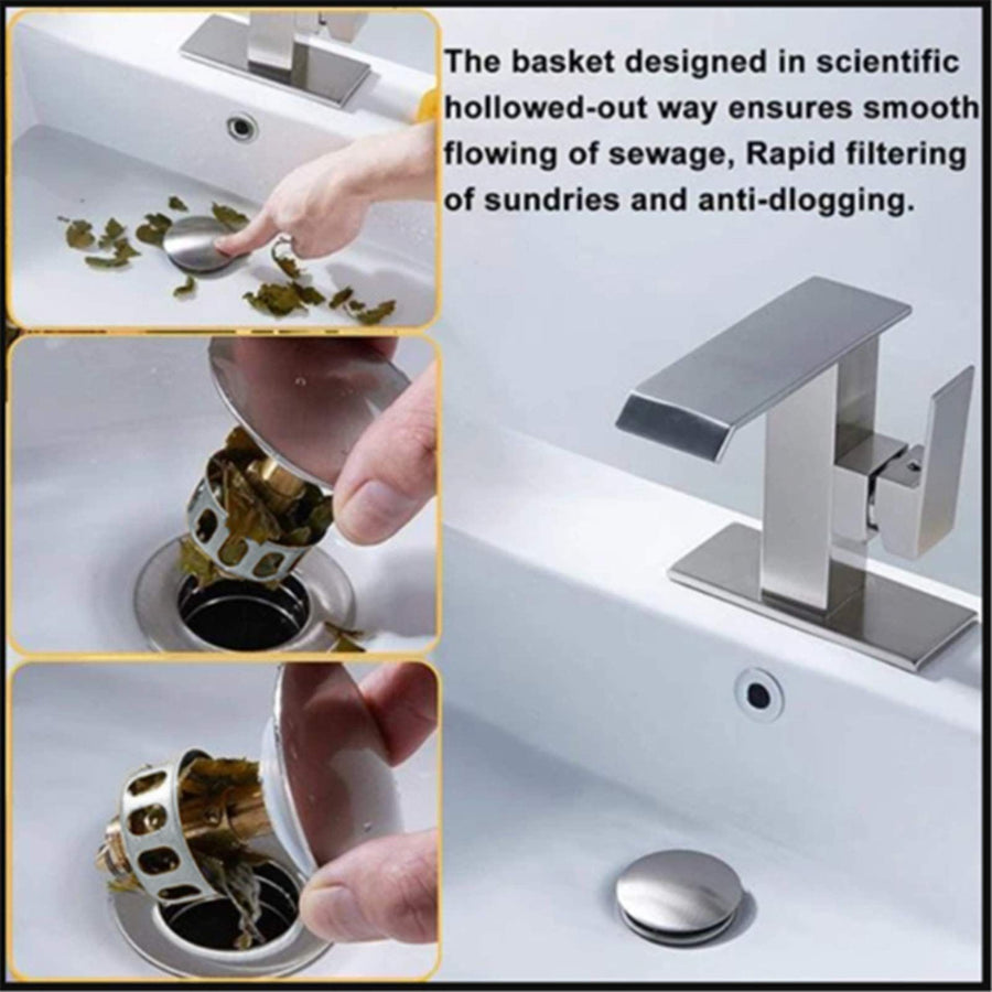 Universal Wash Basin Bounce Drain Filter No Overflow Pop Up Bathroom Sink Drain Plug with Basket Latest Technology