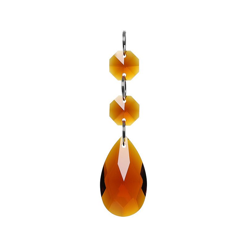 3pcs Teardrop Chandelier Lighting Crystals Pendant Accessories Almond Prism Pendant Connected Glass Octagon Beads Hanging
