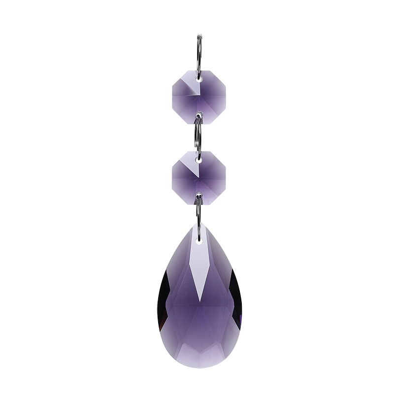 3pcs Teardrop Chandelier Lighting Crystals Pendant Accessories Almond Prism Pendant Connected Glass Octagon Beads Hanging