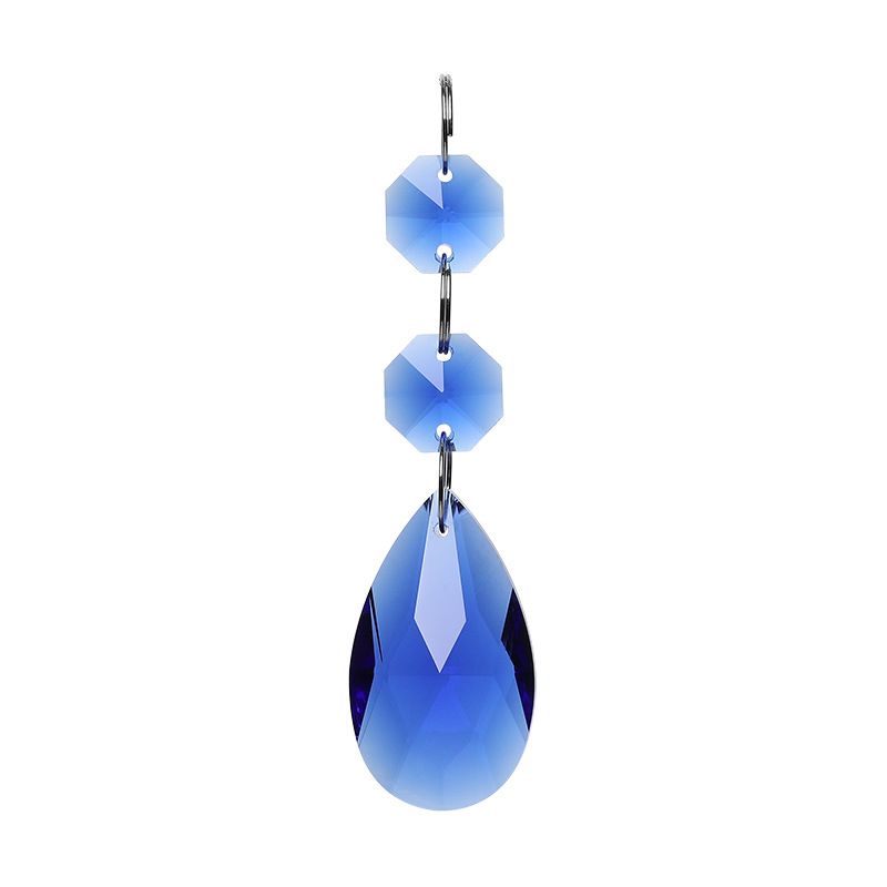 3pcs Teardrop Chandelier Lighting Crystals Pendant Accessories Almond Prism Pendant Connected Glass Octagon Beads Hanging