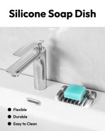 Bathroom Soap Dish, Silicone Soap Holder for Bar Soap, Pack of 2 Kitchen, Easy Cleaning,Keep Soap Bars Dry Clean(Gray & White)
