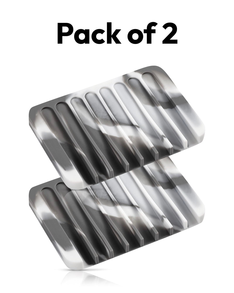 Bathroom Soap Dish, Silicone Soap Holder for Bar Soap, Pack of 2 Kitchen, Easy Cleaning,Keep Soap Bars Dry Clean(Gray & White)