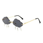 Rimless Cute Sunglasses For Women Trendy Vintage Creative 90s Sunglasses Funny Cloud Shaped Disco Glasses