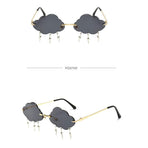 Rimless Cute Sunglasses For Women Trendy Vintage Creative 90s Sunglasses Funny Cloud Shaped Disco Glasses