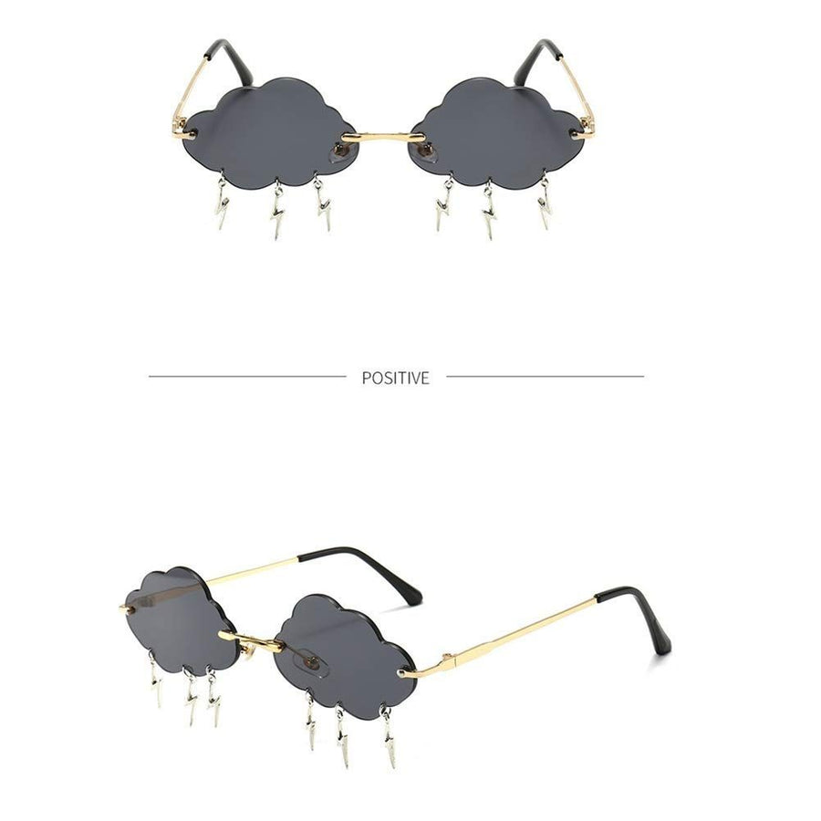 Rimless Cute Sunglasses For Women Trendy Vintage Creative 90s Sunglasses Funny Cloud Shaped Disco Glasses