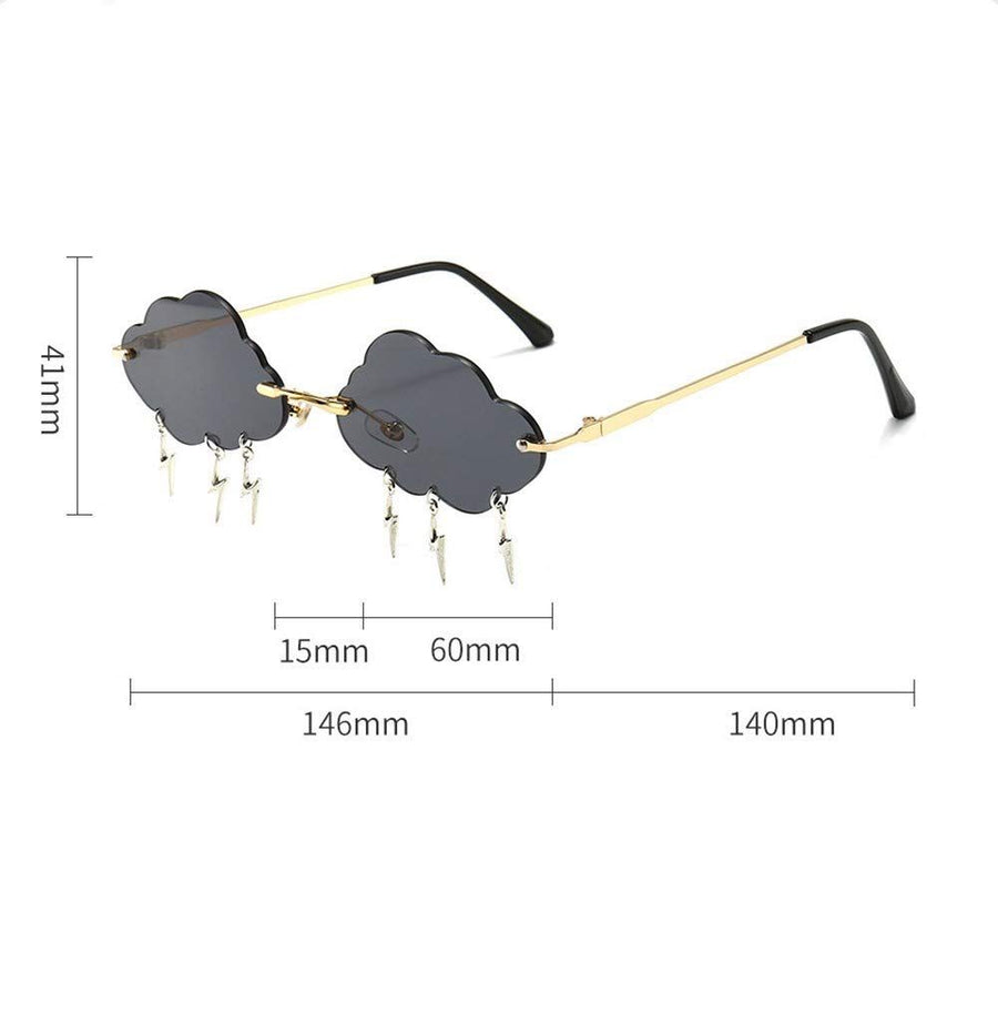 Rimless Cute Sunglasses For Women Trendy Vintage Creative 90s Sunglasses Funny Cloud Shaped Disco Glasses