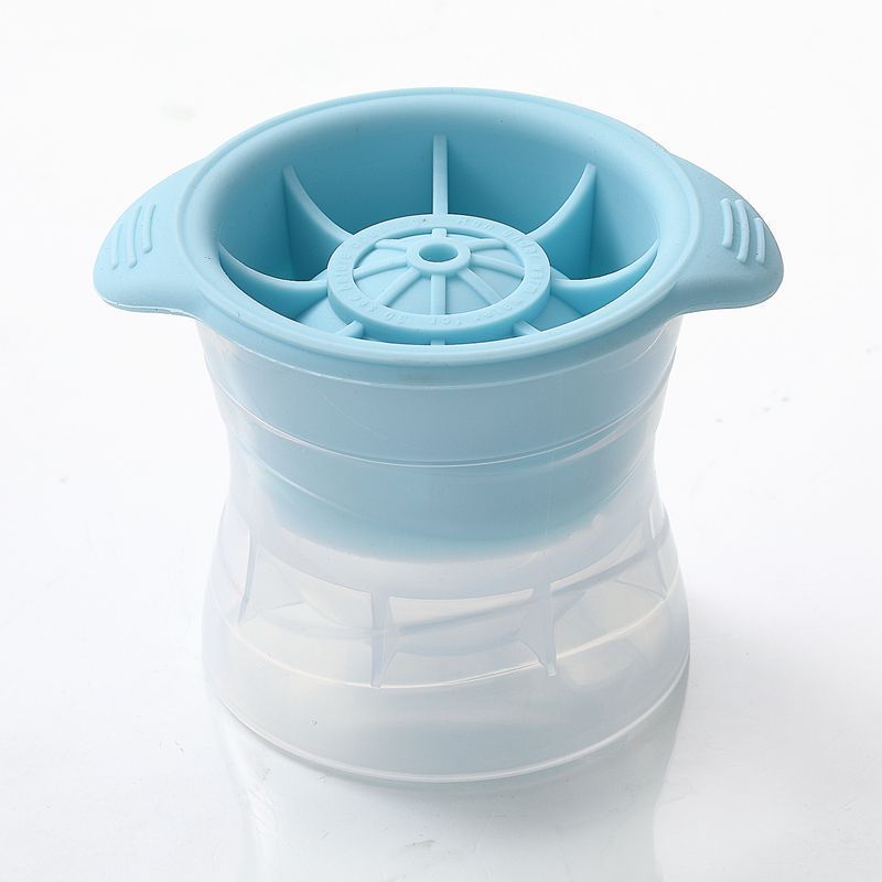 2PACK Giant Sphere Ice Cube Molds Tray, Reusable Silicone Round Whiskey Ice Ball Maker (blue and grey)