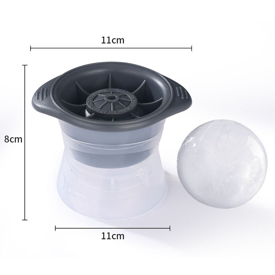 2PACK Giant Sphere Ice Cube Molds Tray, Reusable Silicone Round Whiskey Ice Ball Maker (blue and grey)