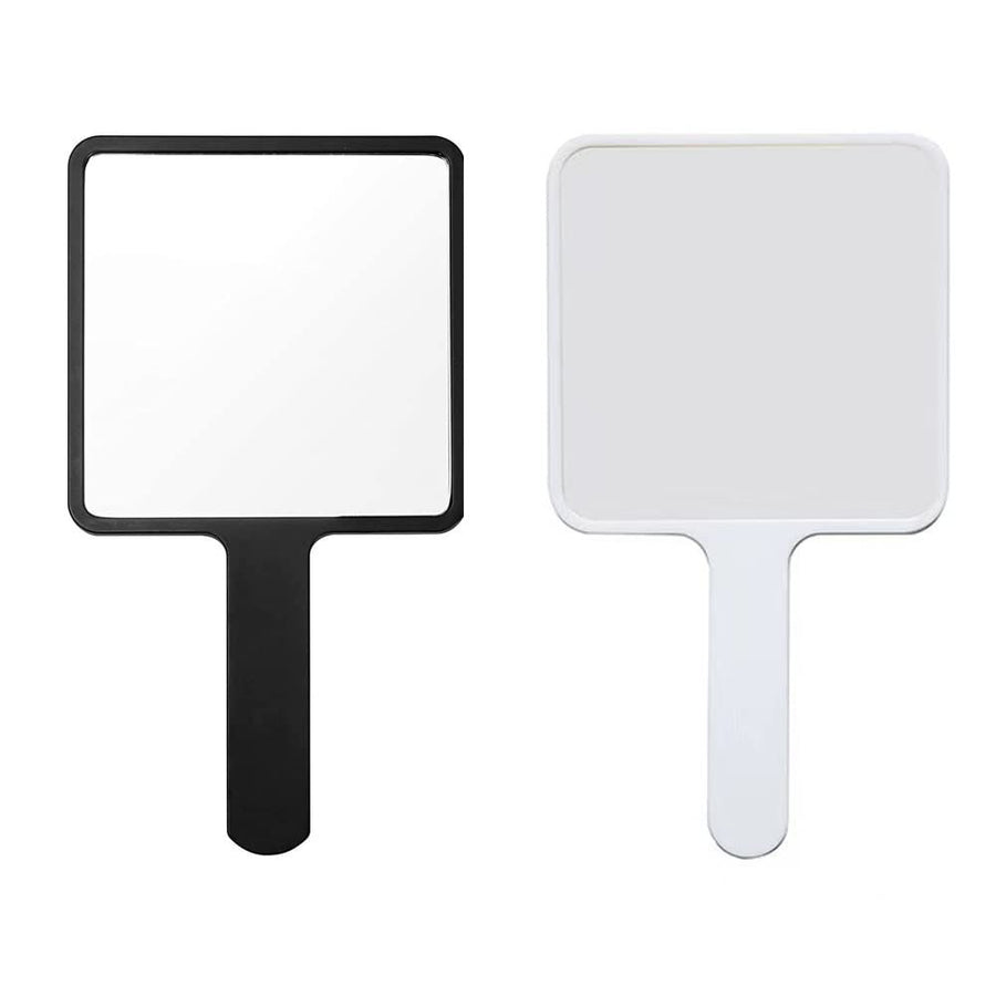 2PCS Rectangle Handheld Mirror Hand Mirror Travel Handheld Mirror Cosmetic Mirror with Handle (Black and White)