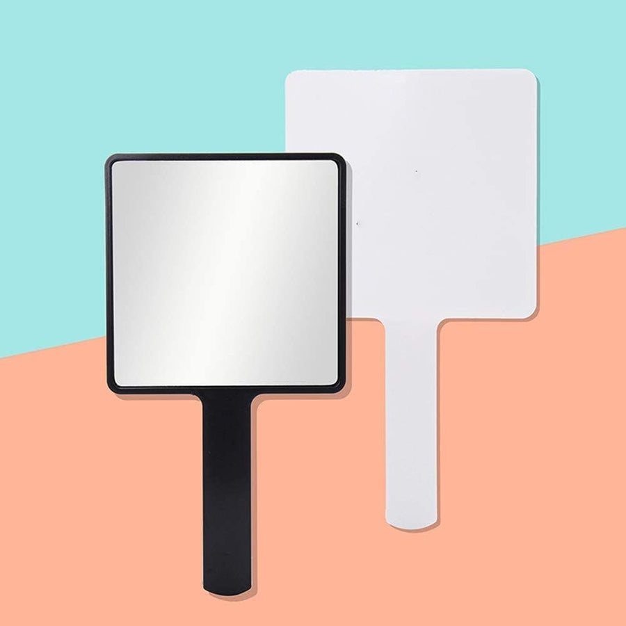 2PCS Rectangle Handheld Mirror Hand Mirror Travel Handheld Mirror Cosmetic Mirror with Handle (Black and White)