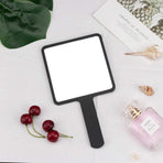 2PCS Rectangle Handheld Mirror Hand Mirror Travel Handheld Mirror Cosmetic Mirror with Handle (Black and White)