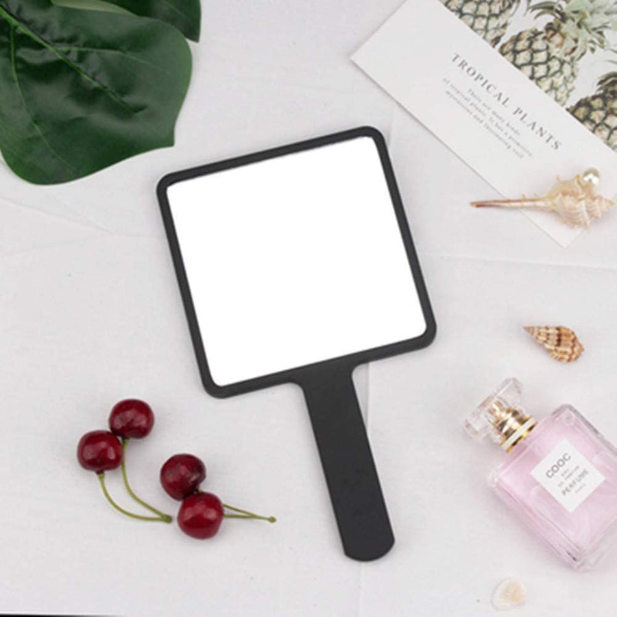 2PCS Rectangle Handheld Mirror Hand Mirror Travel Handheld Mirror Cosmetic Mirror with Handle (Black and White)