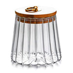 Glass Coffee Nuts Canister Airtight Storage Jar Petal Decorative Container with Bamboo Lid Metal Handle Easy(Large Conical)