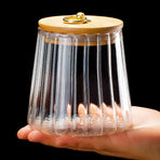 Glass Coffee Nuts Canister Airtight Storage Jar Petal Decorative Container with Bamboo Lid Metal Handle Easy(Large Conical)