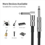 Guitar Cable 10ft Electric Instrument Bass AMP Cord for Electric Mandolin, Audio Instrument Cable