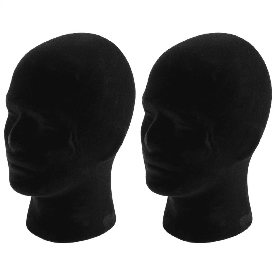 Polystyrene Black Foam Men Model Mannequin Head Dummy Stand Shop Display Hat, 2 x BLACK, image 2