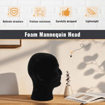 Polystyrene Black Foam Men Model Mannequin Head Dummy Stand Shop Display Hat, 2 x BLACK, image 4