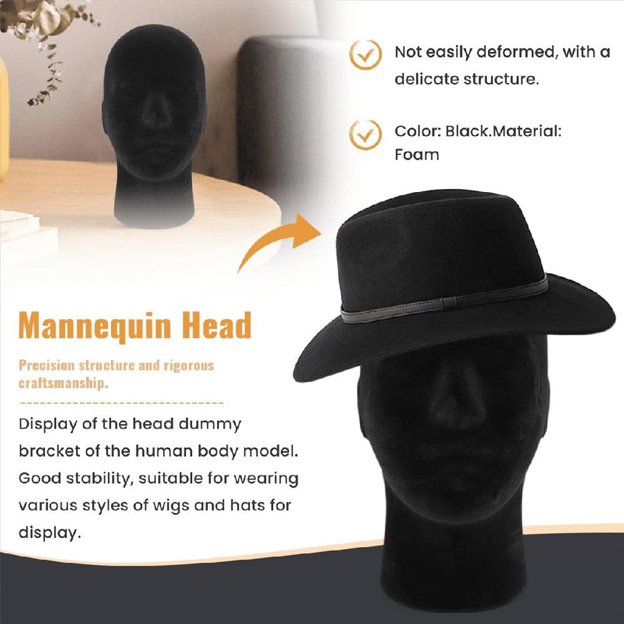 Polystyrene Black Foam Men Model Mannequin Head Dummy Stand Shop Display Hat, 2 x BLACK, image 5