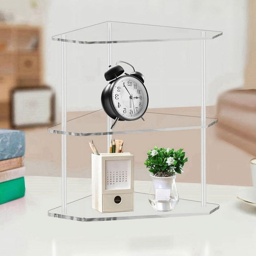 Acrylic Triangle End Table - 3 Tier Corner Side Small for Living Room, Bedroom, Bathroom