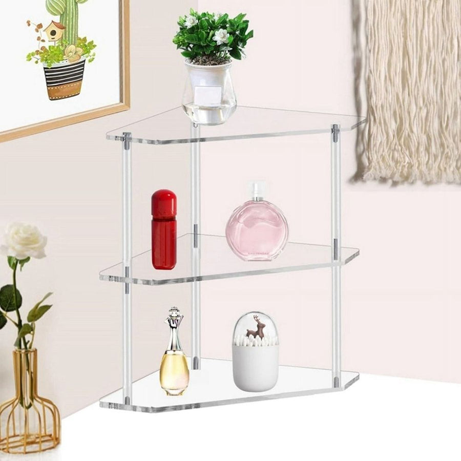 Acrylic Triangle End Table - 3 Tier Corner Side Small for Living Room, Bedroom, Bathroom