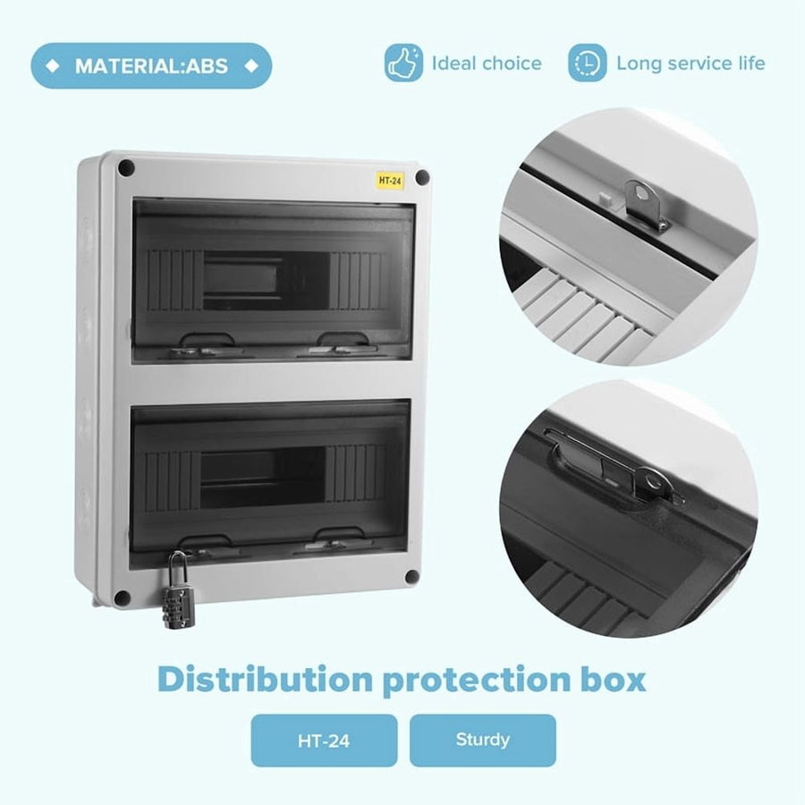 HT Series Junction Box 24WAY IP65 Waterproof Distribution Box Outdoor ABS Electrical with Lock for Circuit Breaker