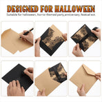 10Pcs Halloween Invitations Card Hollow Horror Invitations Cards Spiderweb Design Cards with Bowknots (Black)