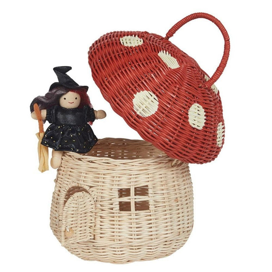 Rattan Mushroom-Shaped Storage Basket- Handmade Handcrafted, Pink
