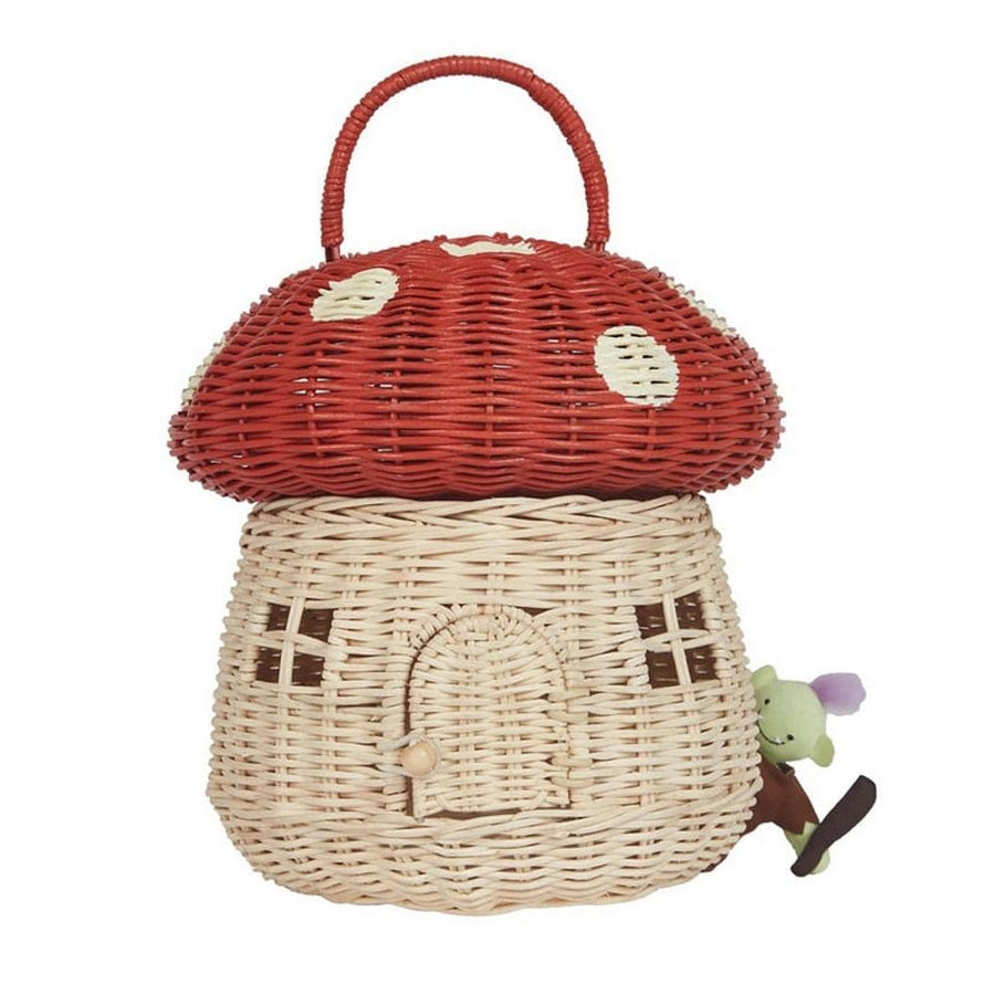 Rattan Mushroom-Shaped Storage Basket- Handmade Handcrafted, Pink