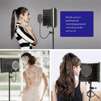 Microphone Isolation Screen Mic Sound Absorbing Screens Adjustable for Broadcasting Podcasts Recording Singing Studio