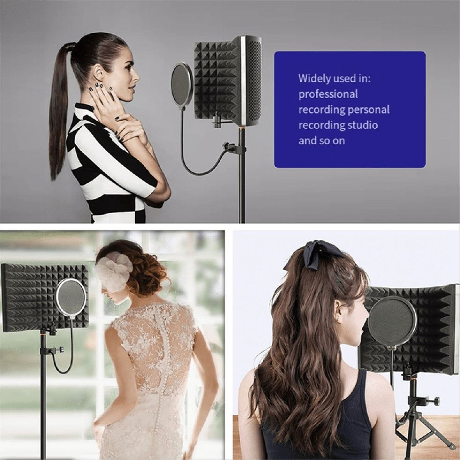 Microphone Isolation Screen Mic Sound Absorbing Screens Adjustable for Broadcasting Podcasts Recording Singing Studio