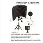 Microphone Isolation Screen Mic Sound Absorbing Screens Adjustable for Broadcasting Podcasts Recording Singing Studio