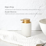 Speckled Matte White Ceramic Foam Soap Dispenser, 350ml Refillable Pump with Golden Top, Elegant Foaming Dispenser