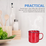 2Pcs Premium Red Enamel Mugs Household Water Cups with Handle for Easy Use