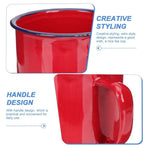 2Pcs Premium Red Enamel Mugs Household Water Cups with Handle for Easy Use