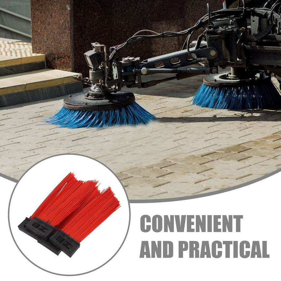 Heavy-Duty Push Broom Head Red PP Steel Wire for Outdoor Use 4Pcs
