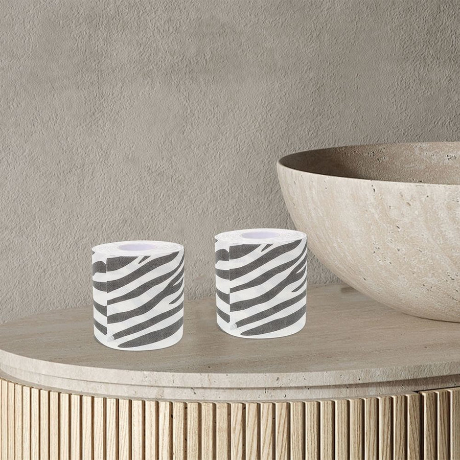 2Pcs Zebra Print Toilet Paper Soft Comfortable Bathroom Tissue with Creative Animal Design