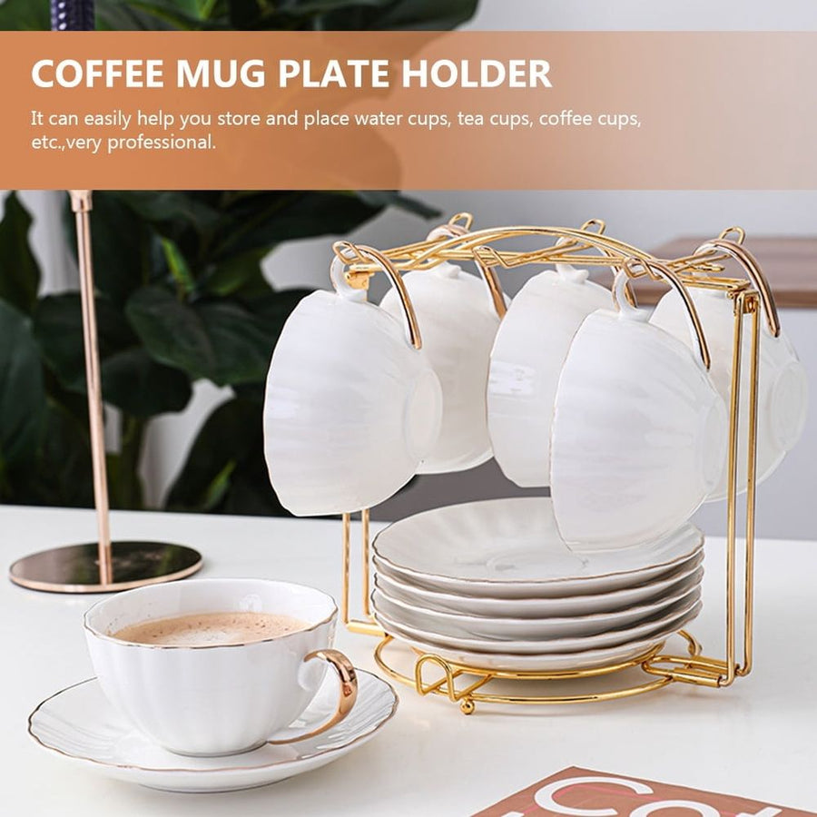 Golden Stainless Steel Cup Holder Rack for Home Kitchen with Stable and Convenient Desktop Storage Design
