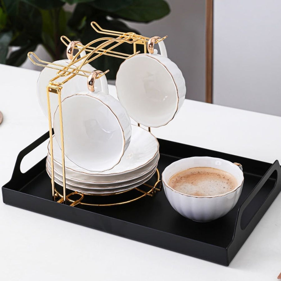 Golden Stainless Steel Cup Holder Rack for Home Kitchen with Stable and Convenient Desktop Storage Design