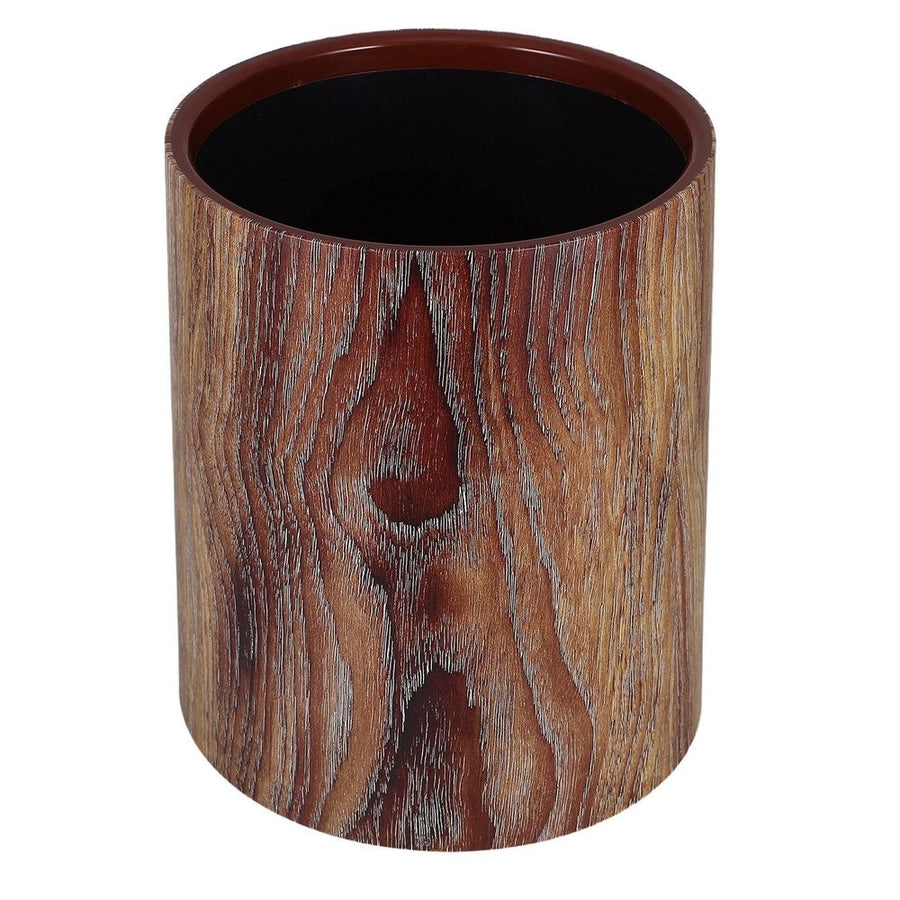 Vintage Style Plastic Trash Can with Wood Pattern, Waste Bin for Home, Bedroom, Office Use