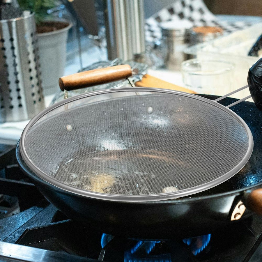Stainless Steel Splatter Screen for Frying Pans - Oil Splash Guard Cover