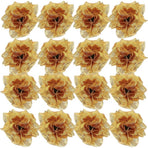 50pcs Artificial Wedding Flowers for Hat Decoration, Golden Plastic Floral Embellishments for Women Accessories