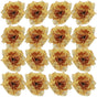 50pcs Artificial Wedding Flowers for Hat Decoration, Golden Plastic Floral Embellishments for Women Accessories