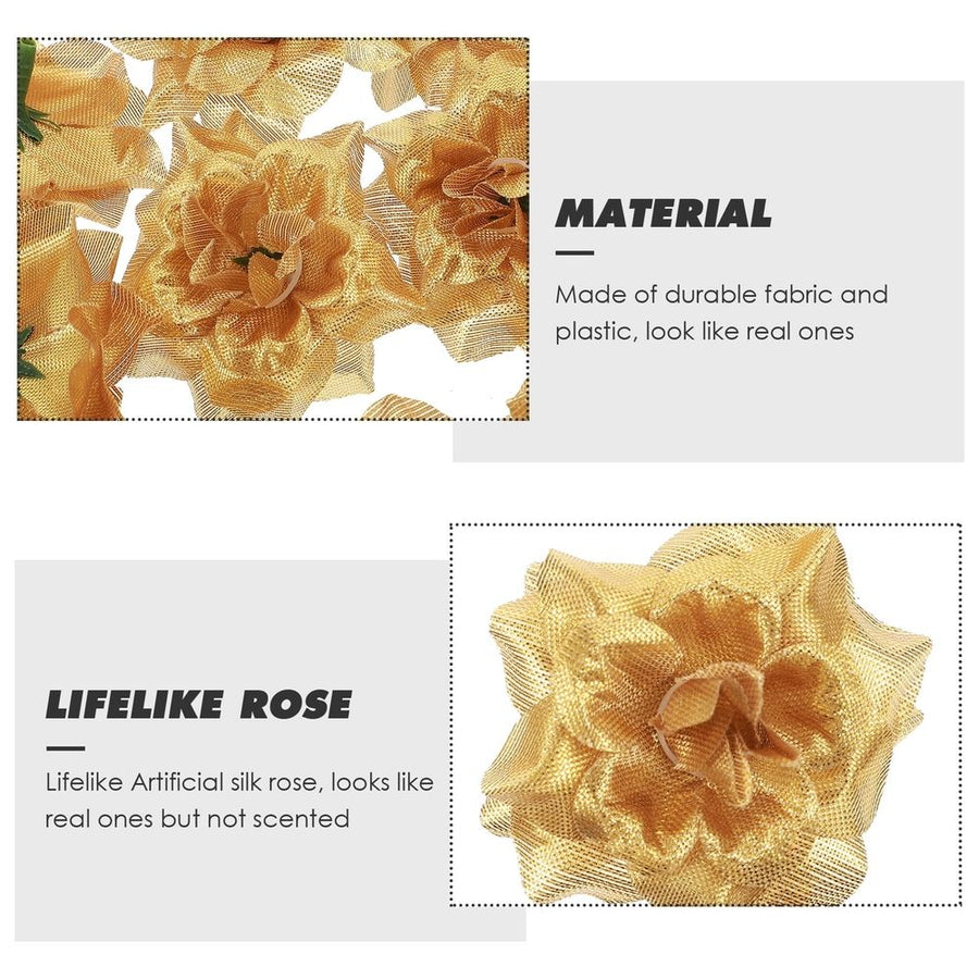 50pcs Artificial Wedding Flowers for Hat Decoration, Golden Plastic Floral Embellishments for Women Accessories